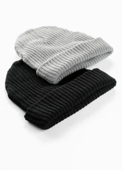 Femme bonprix Accessoires|Bonnets, Chapeaux & Co.|Lot de 2 bonnets en maille