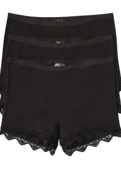 bonprix Lot de 3 boxers femme en coton léger avec dentelle|Femme Lingerie Coton|Bas