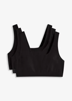 bonprix Lot de 3 brassières coton extensible|Femme Sous-Vêtements Sport|Lingerie Coton