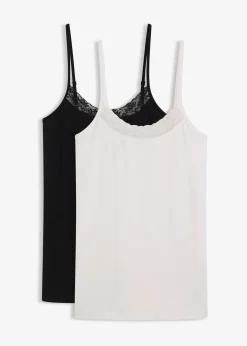bonprix Lot de 2 caracos avec dentelle|Femme Lingerie Coton