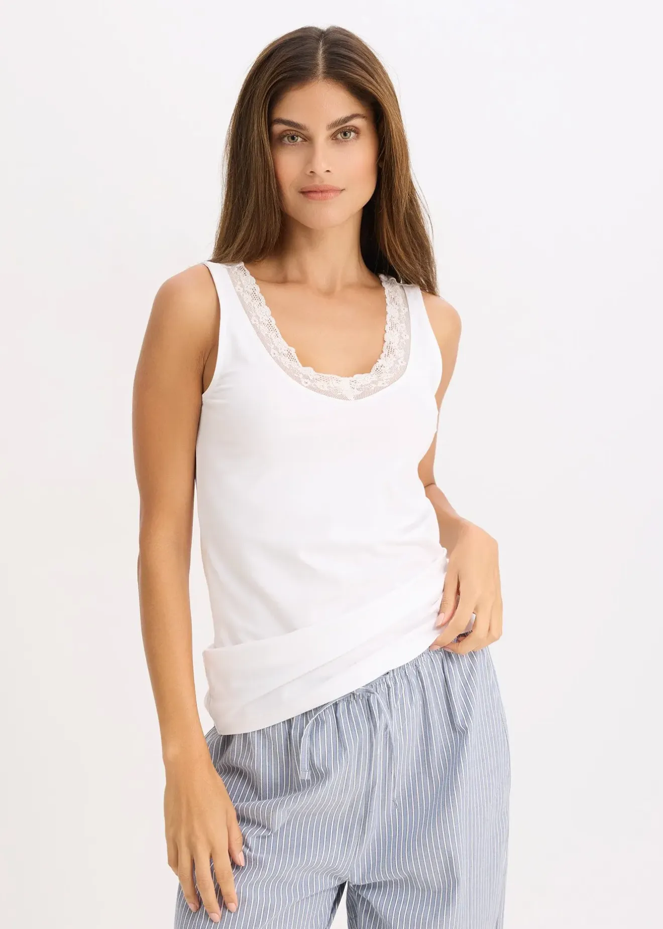 bonprix Lot de 2 caracos avec dentelle|Femme Lingerie Coton