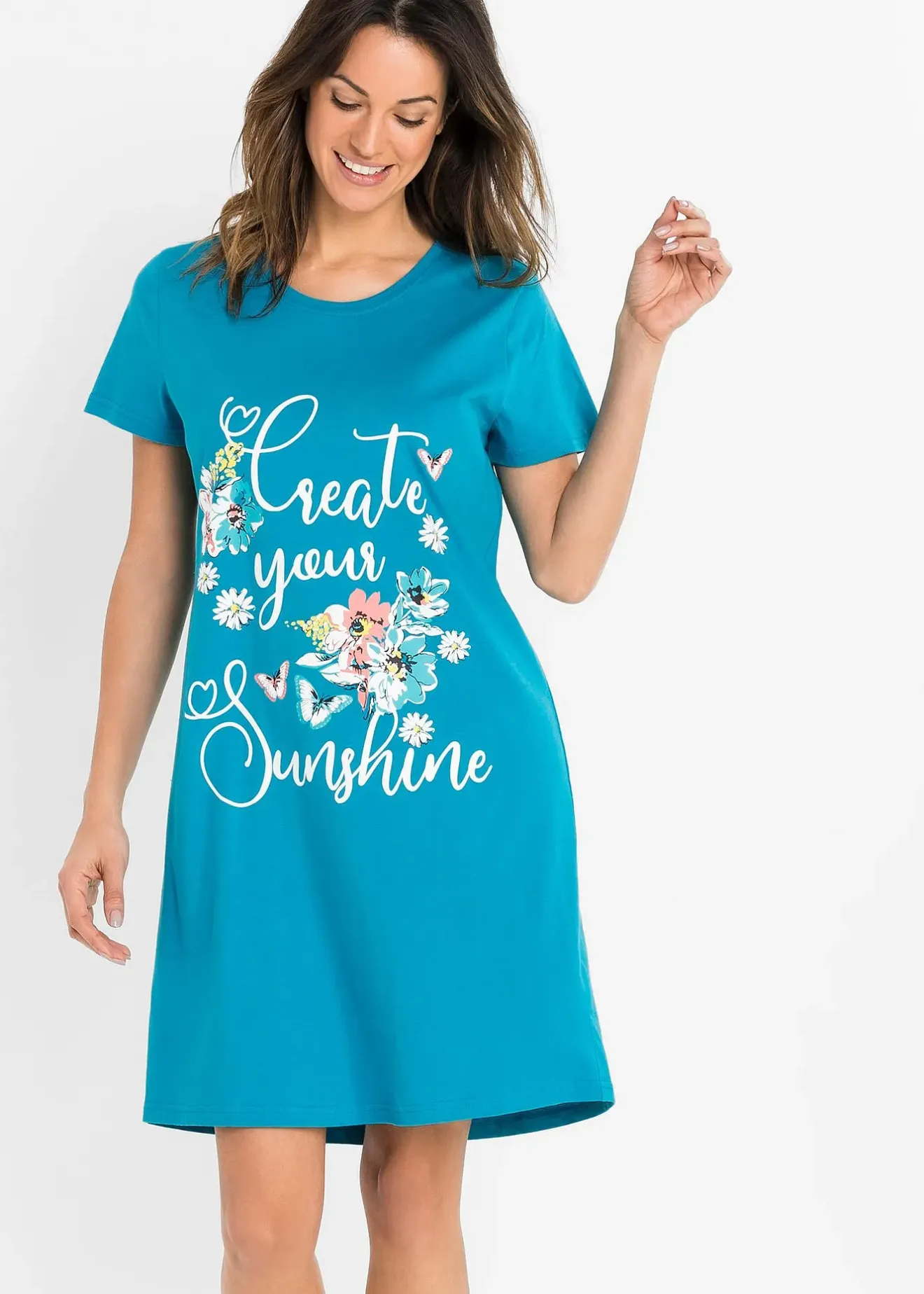 bonprix Lot de 2 chemises de nuit courtes 100% coton|Femme Lingerie Nuit