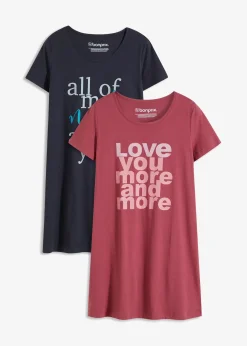 Femme bonprix Lingerie Nuit|Lot de 2 chemises de nuit courtes 100% coton