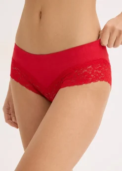 bonprix Lot de 4 culottes à dentelle|Femme Lingerie Coton|Bas