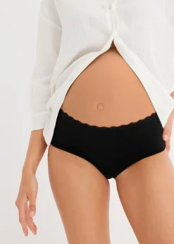Femme bonprix Maternité|Lingerie Coton|Lot de 3 culottes de grossesse en coton et dentelle