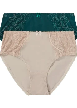 Femme bonprix Dessous|Bas|Lot de 2 culottes maxi avec une dentelle délicate
