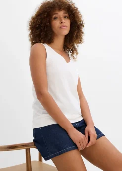 bonprix Lot de 2 débardeurs 100% coton|Femme Tricots De Peau|Basiques