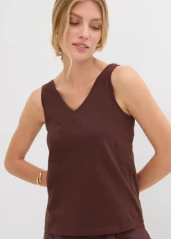 bonprix Lot de 2 débardeurs 100% coton|Femme Tricots De Peau|Basiques