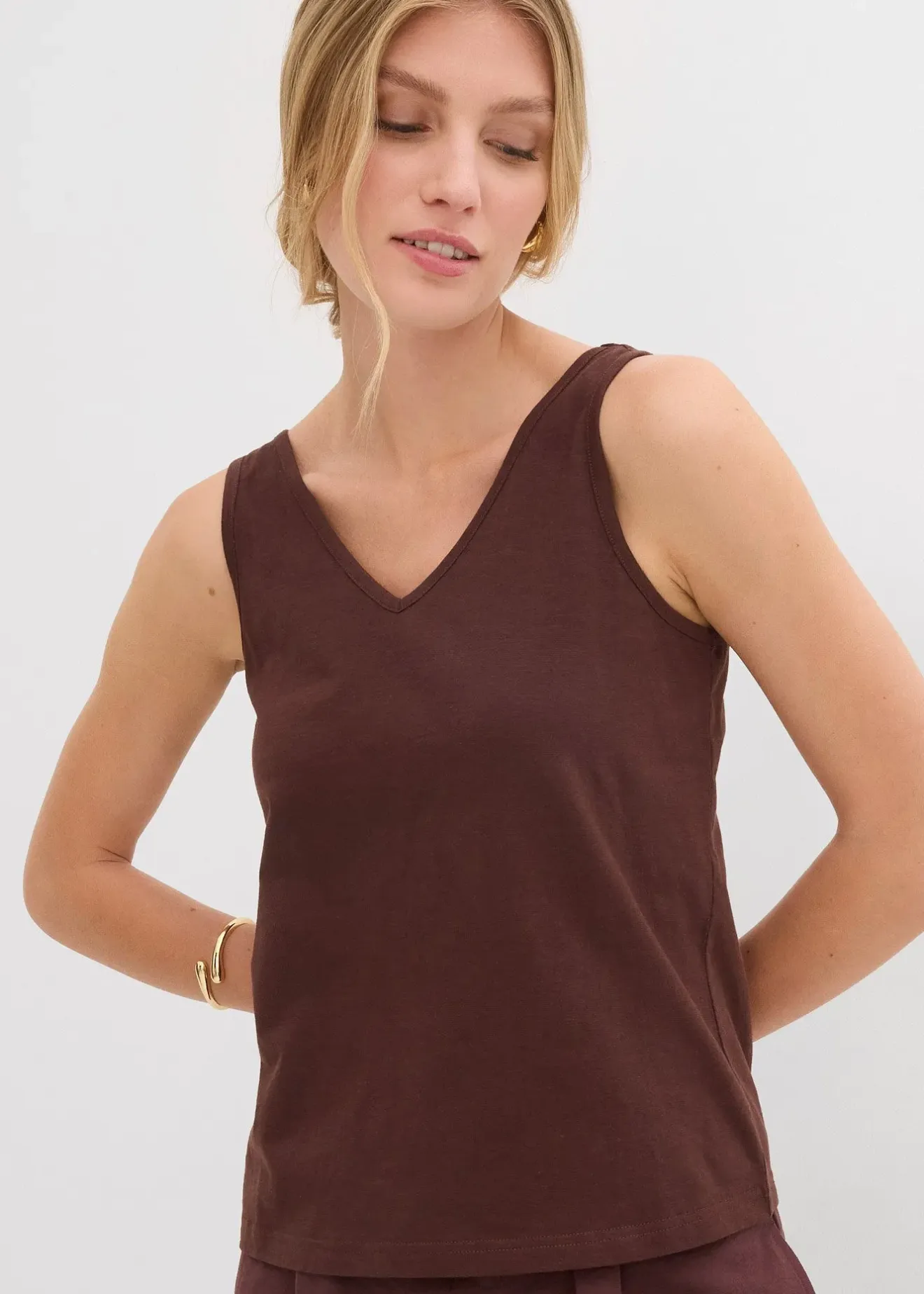 bonprix Lot de 2 débardeurs 100% coton|Femme Tricots De Peau|Basiques