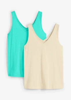 Femme bonprix Tricots De Peau|Basiques|Lot de 2 débardeurs 100% coton