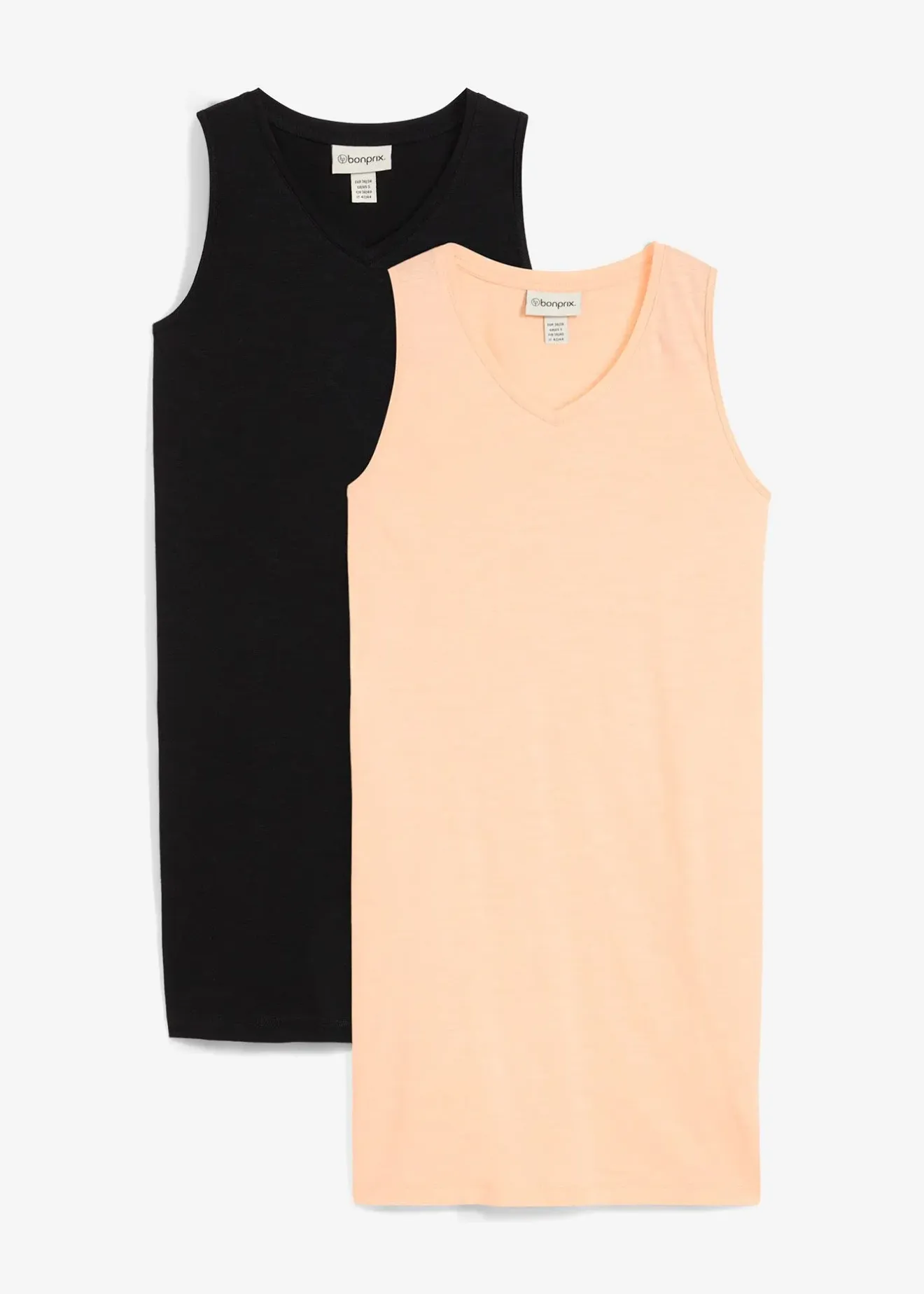 Femme bonprix Tricots De Peau|Basiques|Lot de 2 débardeurs longs 100% coton