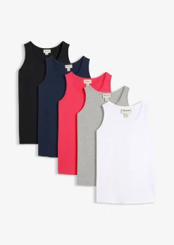 Femme bonprix Tricots De Peau|Basiques|Lot de 5 débardeurs longs 100% coton