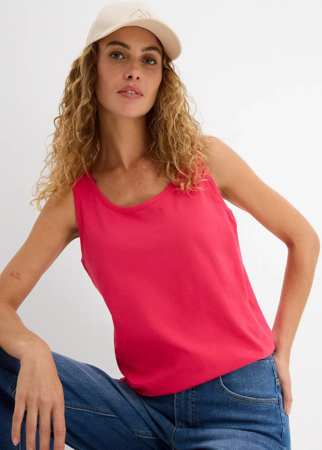 Femme bonprix Tricots De Peau|Basiques|Lot de 5 débardeurs longs 100% coton