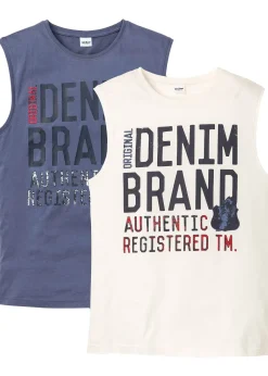 bonprix Lot de 2 débardeurs marcel 100% coton|Homme Mode Plage|T-Shirts & Polos