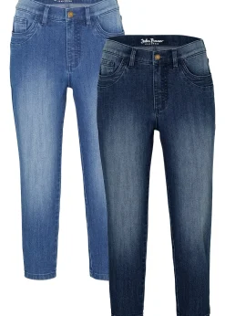 bonprix Lot de 2 jeans slim, longueur 3/4, taille mi-haute|Femme Jeans