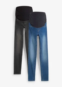 bonprix Lot de 2 jeggings de grossesse en coton majoritaire, Skinny|Femme Femme Enceinte