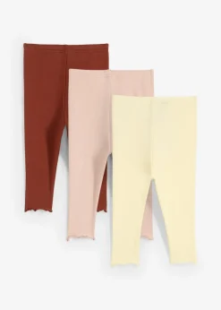 Enfant bonprix Vêtements Enfant|Lot De 2 Articles Et Plus|Lot de 3 leggings côtelés en coton, bas volanté