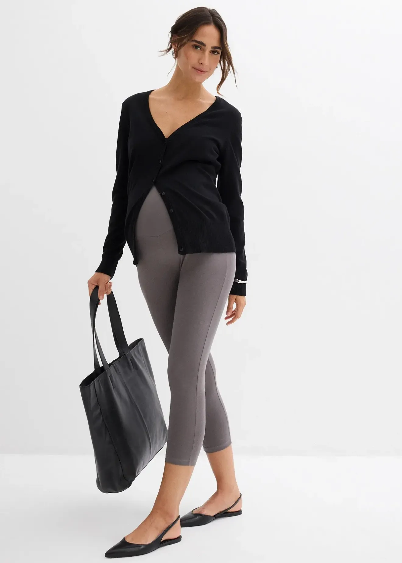 bonprix Lot de 2 leggings de grossesse, longueur 3/4|Femme Femme Enceinte