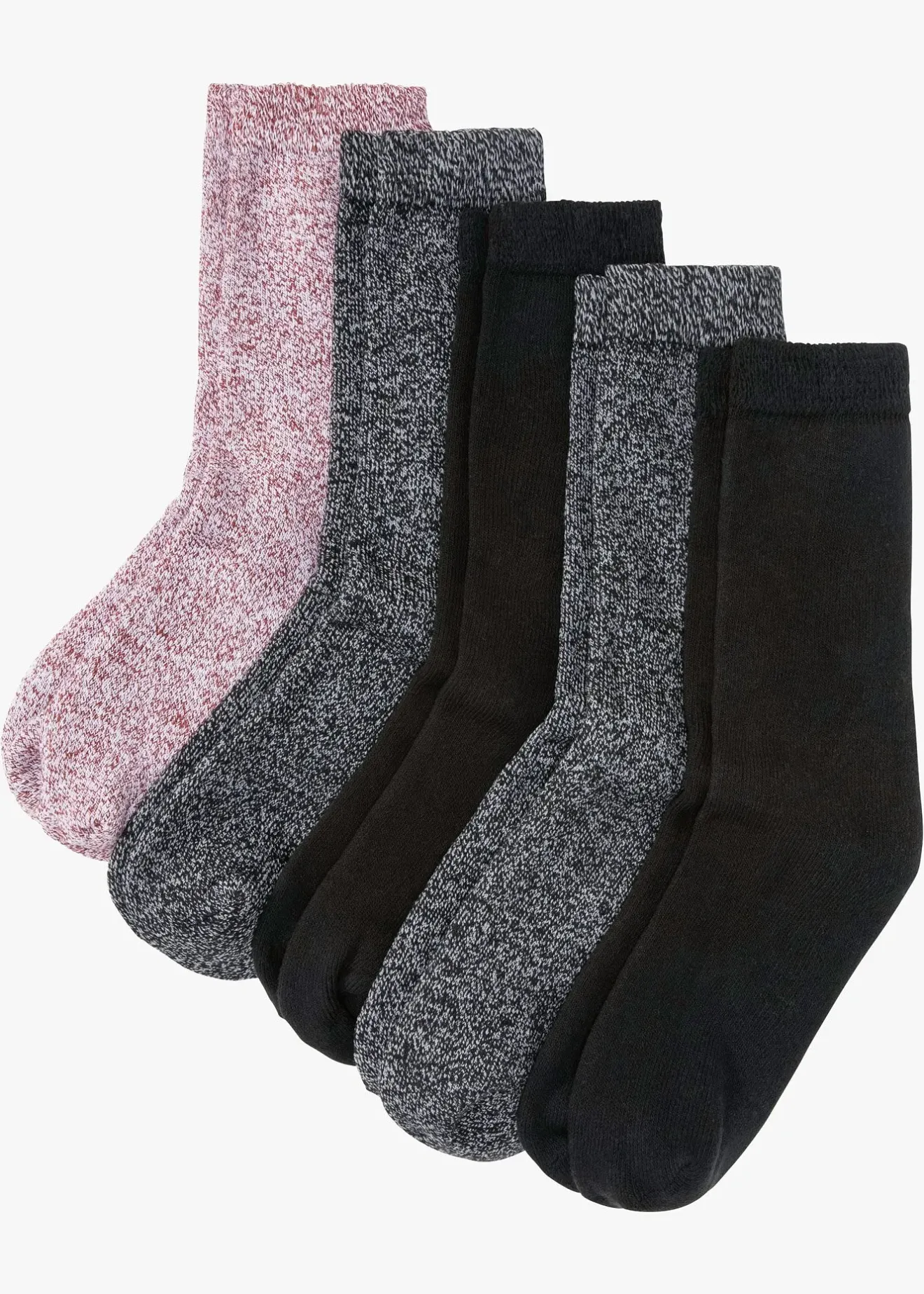 bonprix Lot de 5 paires de chaussettes chaudes en éponge|Femme Mules, Tongs & Sandales|Chaussettes