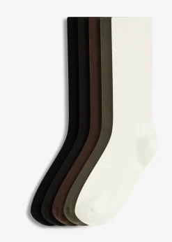 Femme bonprix Lot De 2 Articles Et Plus|Garçons·Collants|Lot de 5 paires de chaussettes côtelées, coton majoritaire