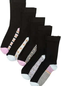 Femme bonprix Chaussettes & Collants|Lot de 5 paires de chaussettes bord non comprimant avec coton