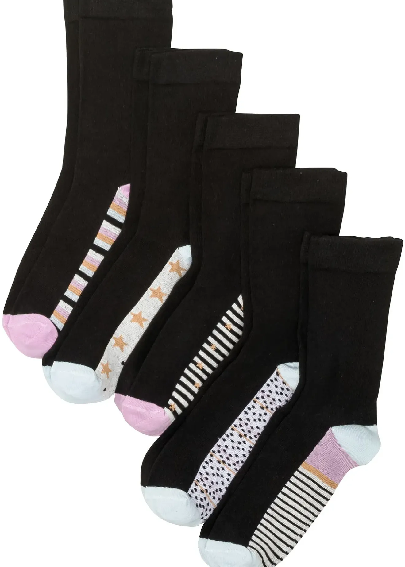 Femme bonprix Chaussettes & Collants|Lot de 5 paires de chaussettes bord non comprimant avec coton