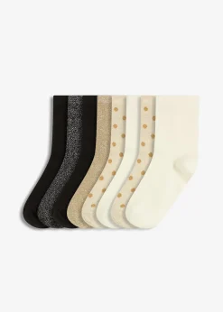 bonprix Lot de 8 paires de chaussettes courtes avec lurex|Femme Chaussettes & Collants