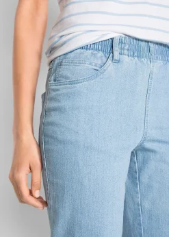 Femme bonprix Jeans|Lot de 2 pantalons 7/8 droits, taille mi-haute élastiquée