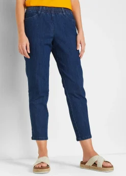 bonprix Lot de 2 pantalons 7/8 droits, taille mi-haute élastiquée|Femme Jeans