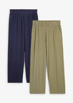 bonprix Lot de 2 pantalons 7/8 en jersey à taille haute|Femme Sweats|Pantalons