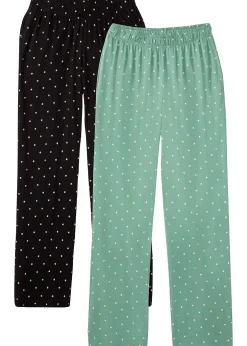 Femme bonprix Lingerie Nuit|Lot de 2 pantalons de pyjama 100% coton