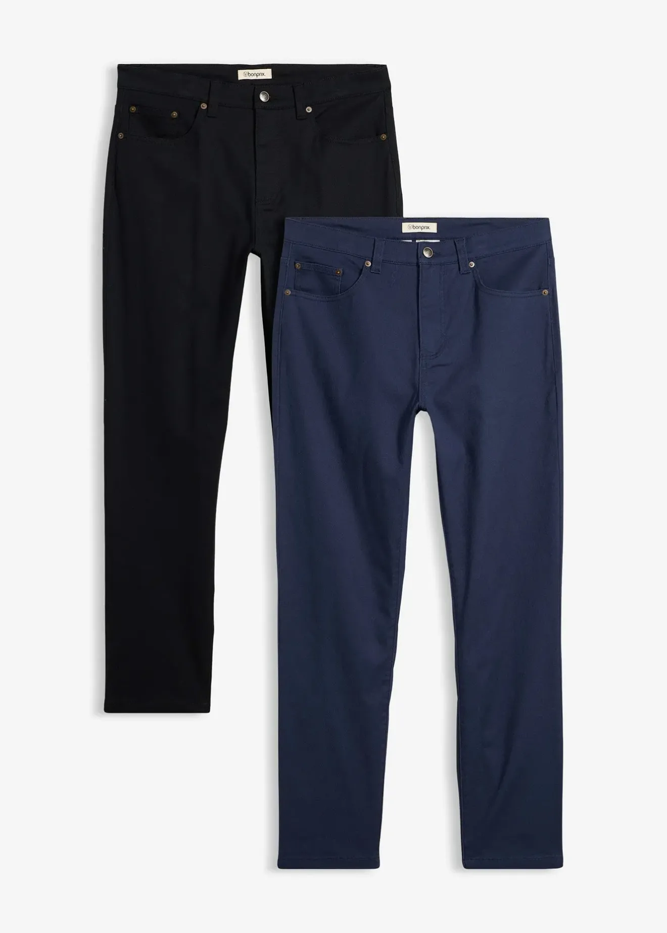 Homme bonprix Pantalons|Lot de 2 pantalons extensibles, coupe droite classique
