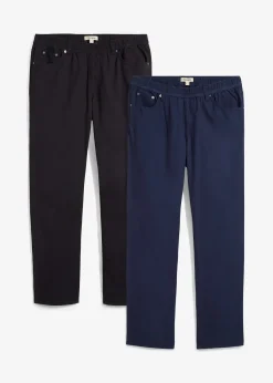 Homme bonprix Pantalons|Lot de 2 pantalons regular, droits à taille élastiquée