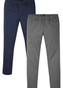 Homme bonprix Pantalons|Lot de 2 pantalons regular, droits à taille élastiquée