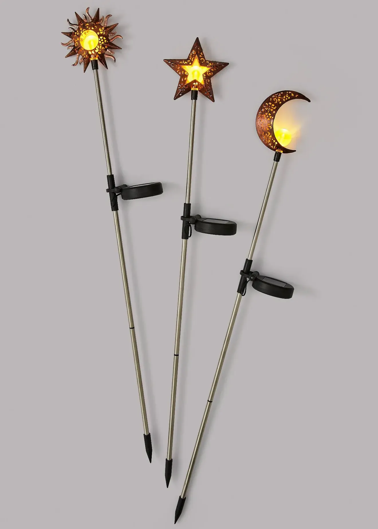 bonprix Lot de 3 piquets de jardin solaire Soleil, Lune, Étoile| Jardin & Balcon·Déco De Jardin & Éclairage|Déco De Jardin & Éclairage
