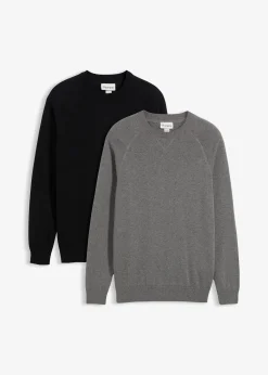 bonprix Lot de 2 pulls en fine maille 100% coton|Homme Pulls & Gilets