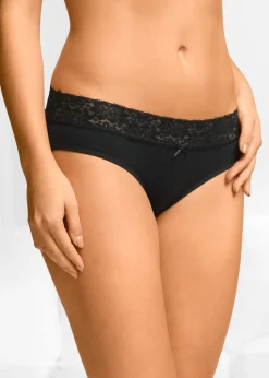 bonprix Lot de 5 slips à dentelle|Femme Lingerie Coton|Bas