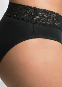bonprix Lot de 5 slips à dentelle|Femme Lingerie Coton|Bas