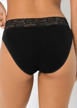 bonprix Lot de 5 slips à dentelle|Femme Lingerie Coton|Bas