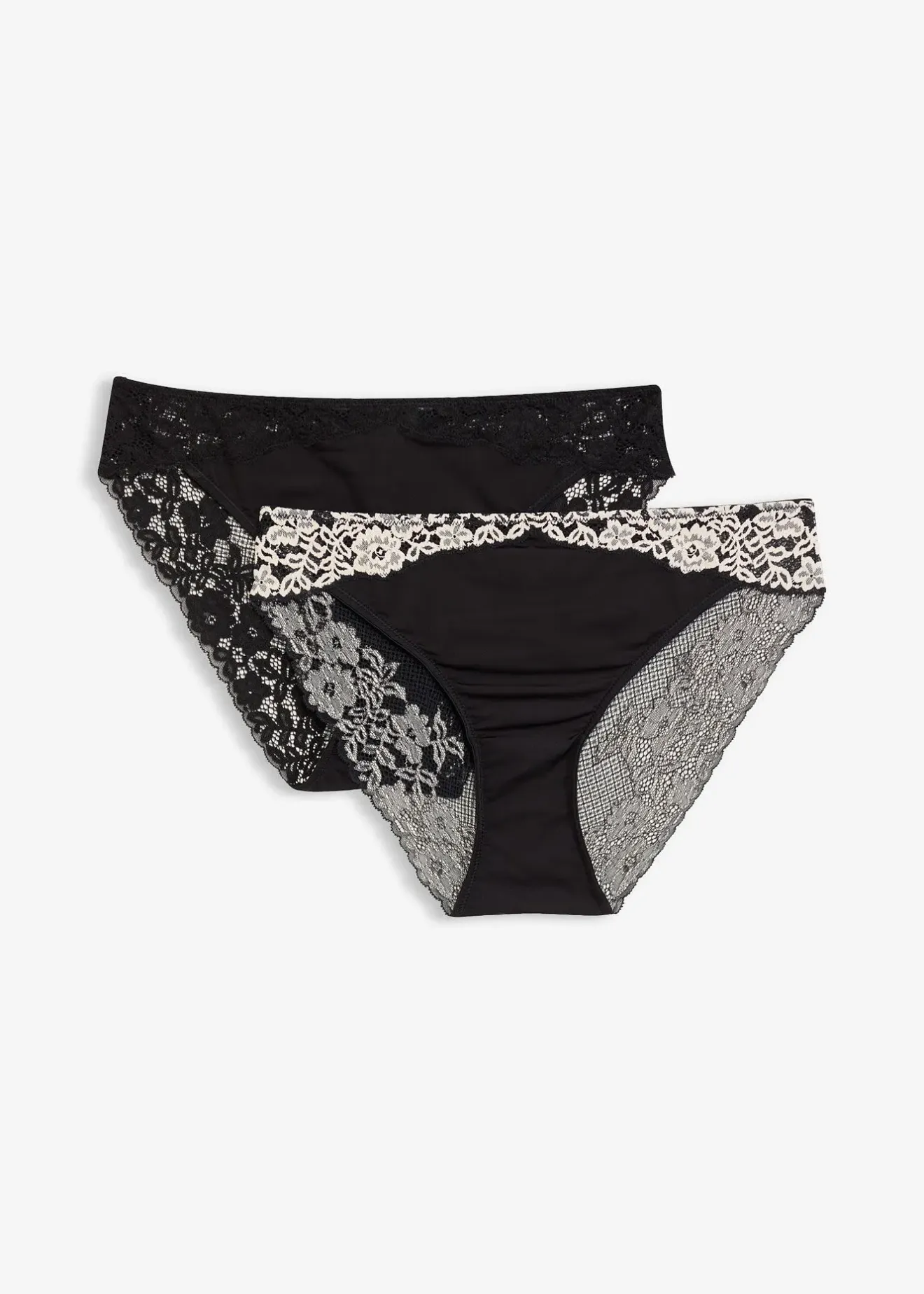 Femme bonprix Dessous|Bas|Lot de 2 slips à dentelle bicolore