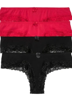 Femme bonprix Basiques|Lingerie Coton|Lot de 4 slips brésiliens