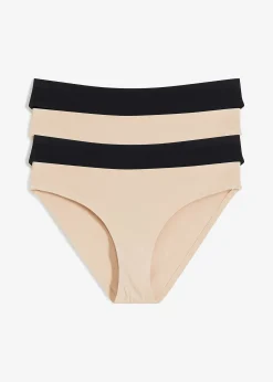 bonprix Lot de 4 slips invisibles en coton|Femme Sans Couture|Lingerie Coton