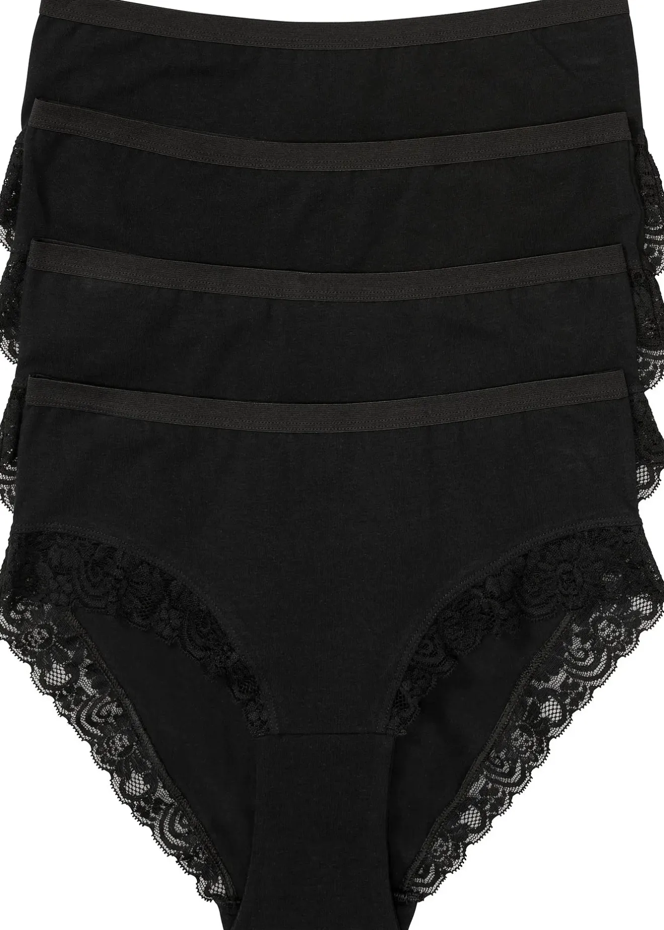 bonprix Lot de 4 slips maxi coton et dentelle|Femme Lingerie Coton|Bas