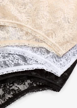 bonprix Lot de 3 slips taille haute en dentelle|Femme Bas