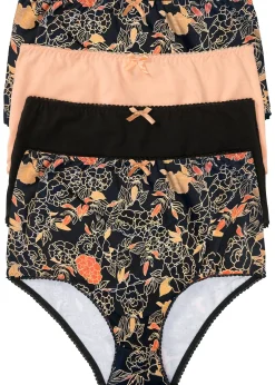 bonprix Lot de 4 slips taille haute|Femme Lingerie Coton|Bas