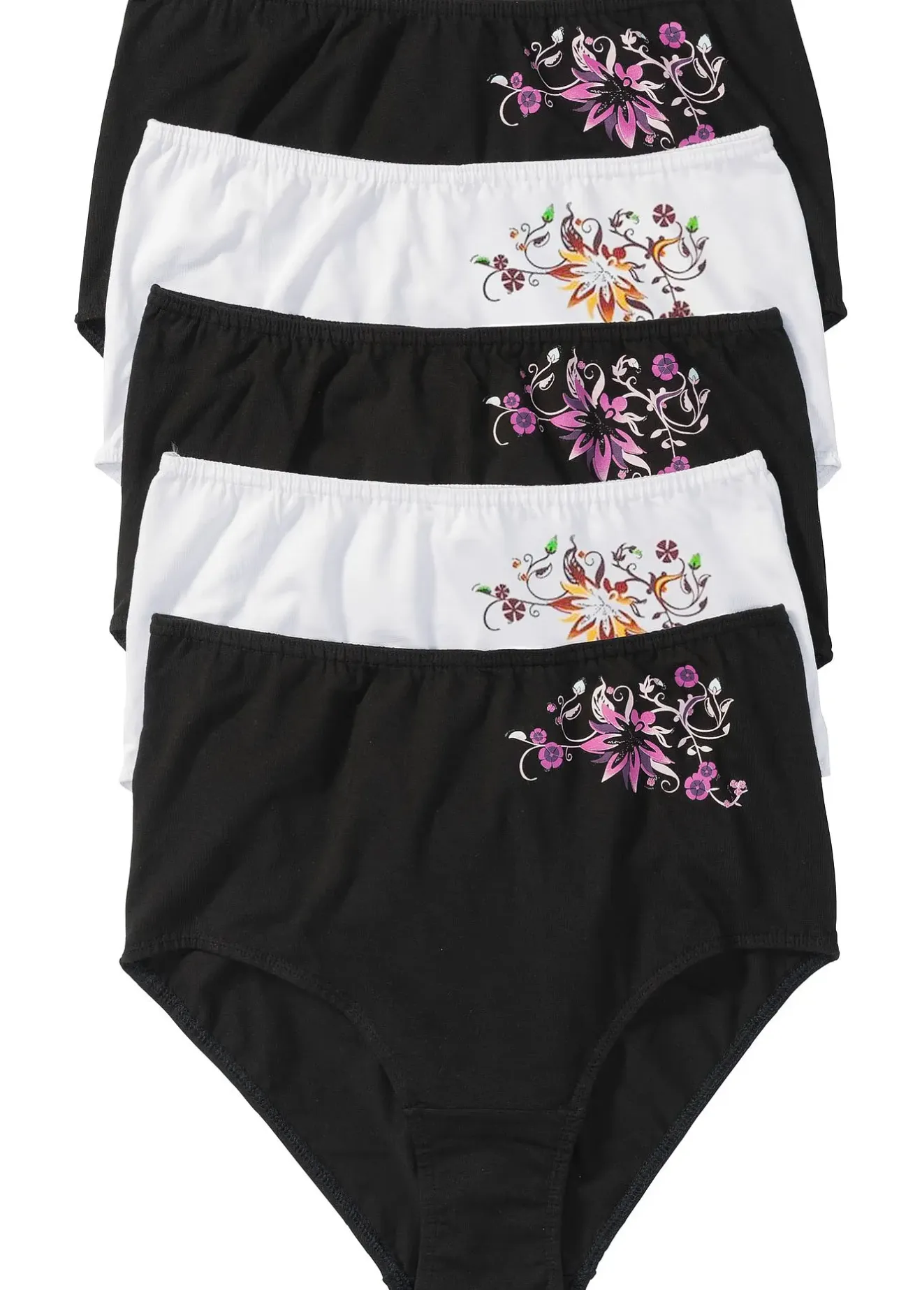 bonprix Lot de 5 slips taille haute|Femme Lingerie Coton|Bas