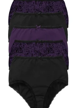 bonprix Lot de 5 slips taille haute|Femme Lingerie Coton|Bas