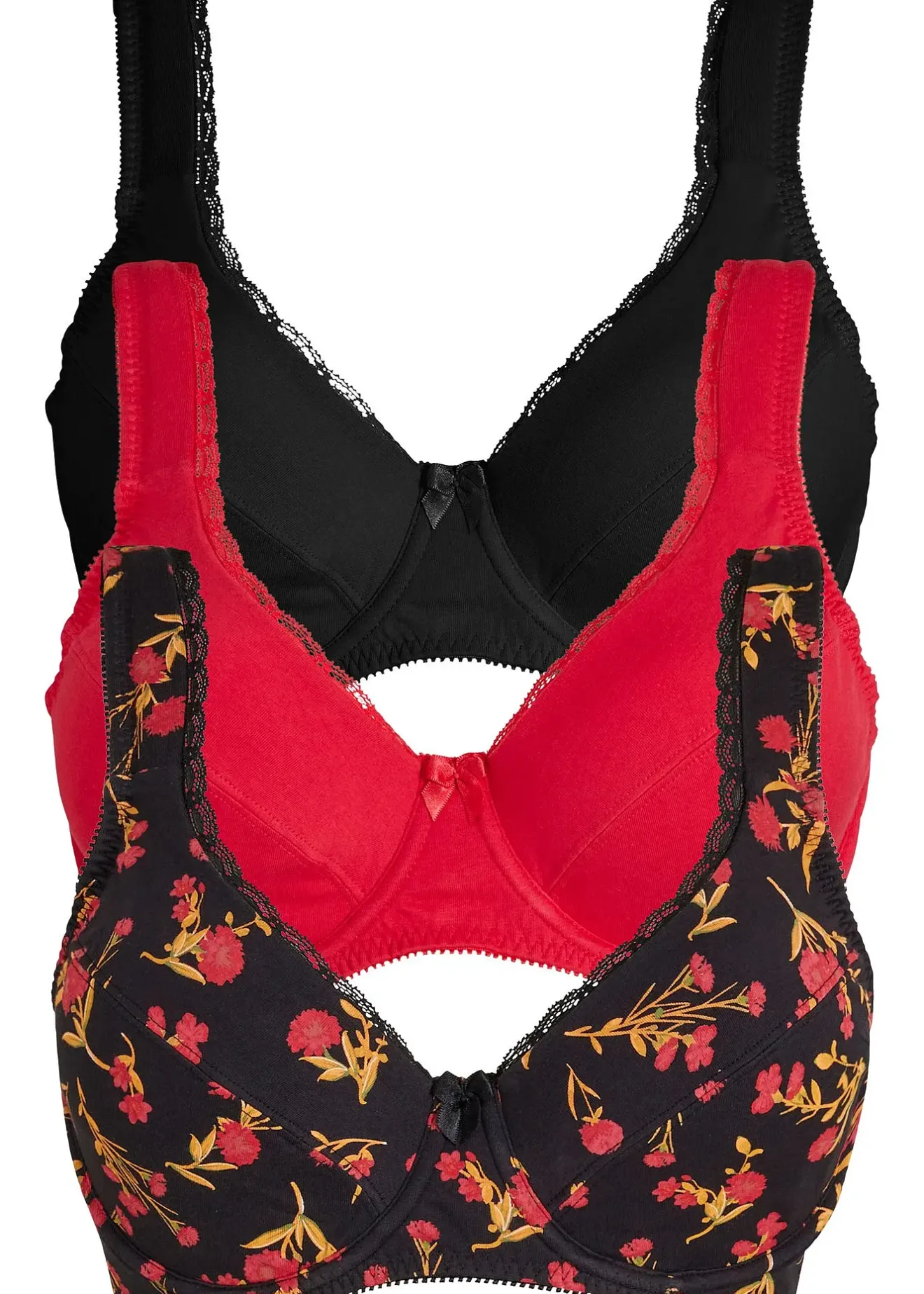 bonprix Lot de 3 soutien-gorge coton à armatures|Femme Grands Bonnets D-H|Lingerie Coton