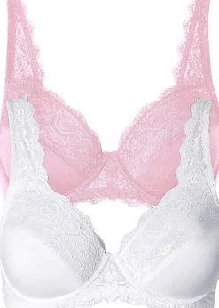 bonprix Lot de 2 soutiens-gorge à armatures et dentelle|Femme Grands Bonnets D-H|Soutiens-Gorge