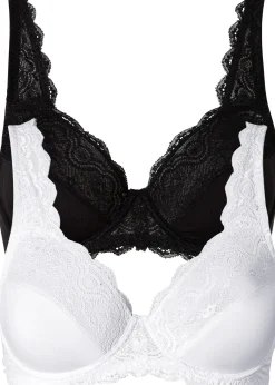 Femme bonprix Grands Bonnets D-H|Soutiens-Gorge|Lot de 2 soutiens-gorge à armatures et dentelle